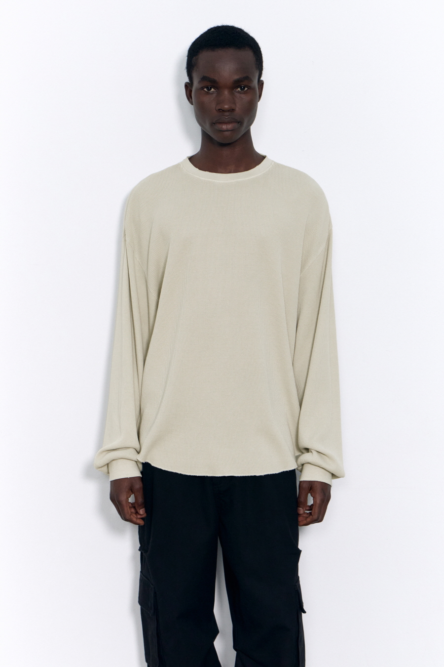 【INSILENCE】WAFFLE MIXED LONG SLEEVE MUSINSA | INSILENCE Waffle Mixed Long Sleeve BLACK